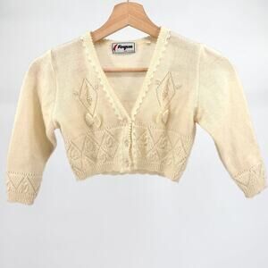 Vintage 90s Foque Cream Knit Girls Cardigan